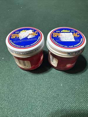 2 Jars Atlas Spawn Sacs Pre-Tied Salmon Egg Sacs Fishing Bait 62066 Red NOS