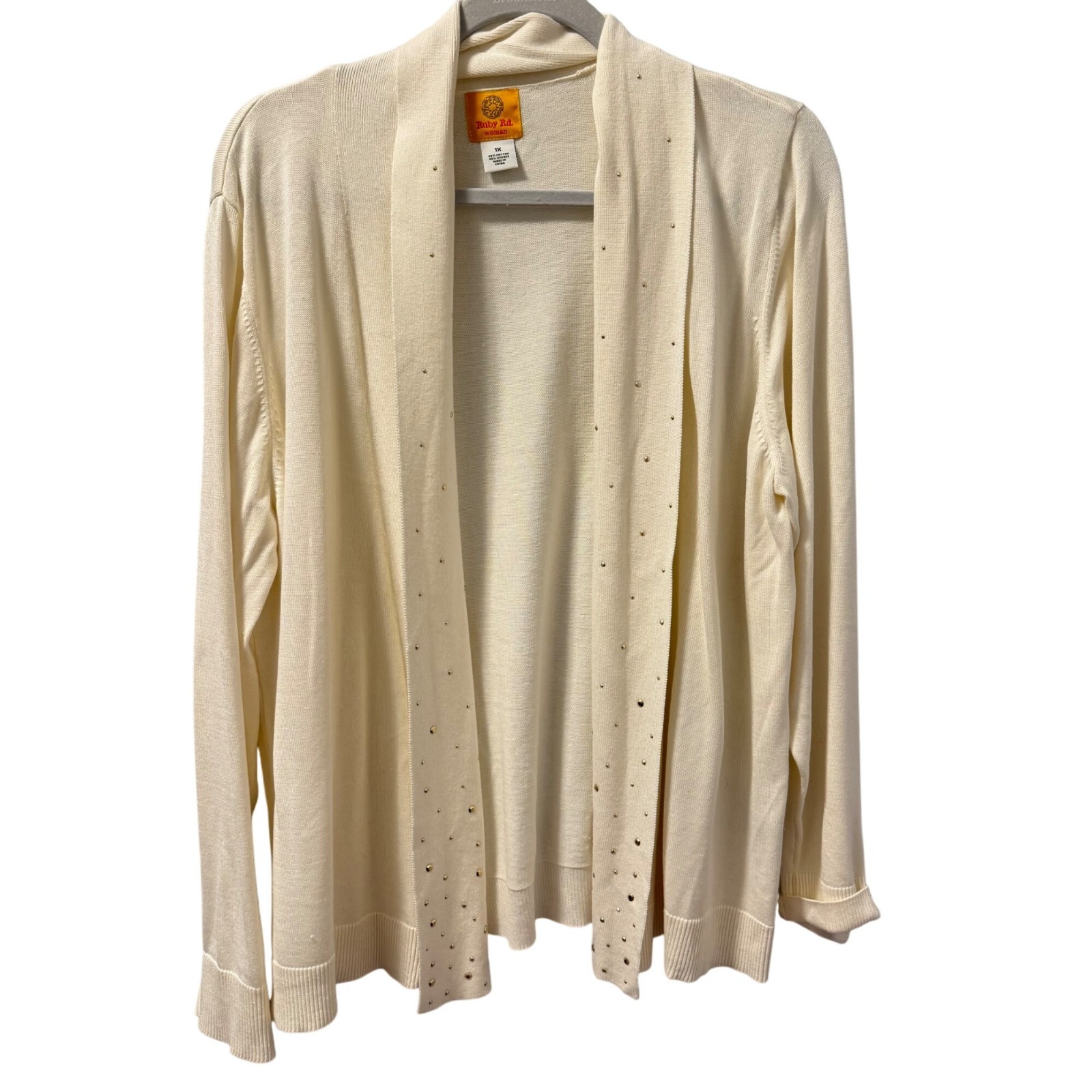 Ruby Rd. Womans Open Front Cardigan 1X  Ivory Emb… - image 1