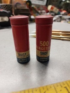 (2) VTG DAISY 500 TARGETEER SHOT TINS  FULL 118 CALIBRE COPPER COATED 