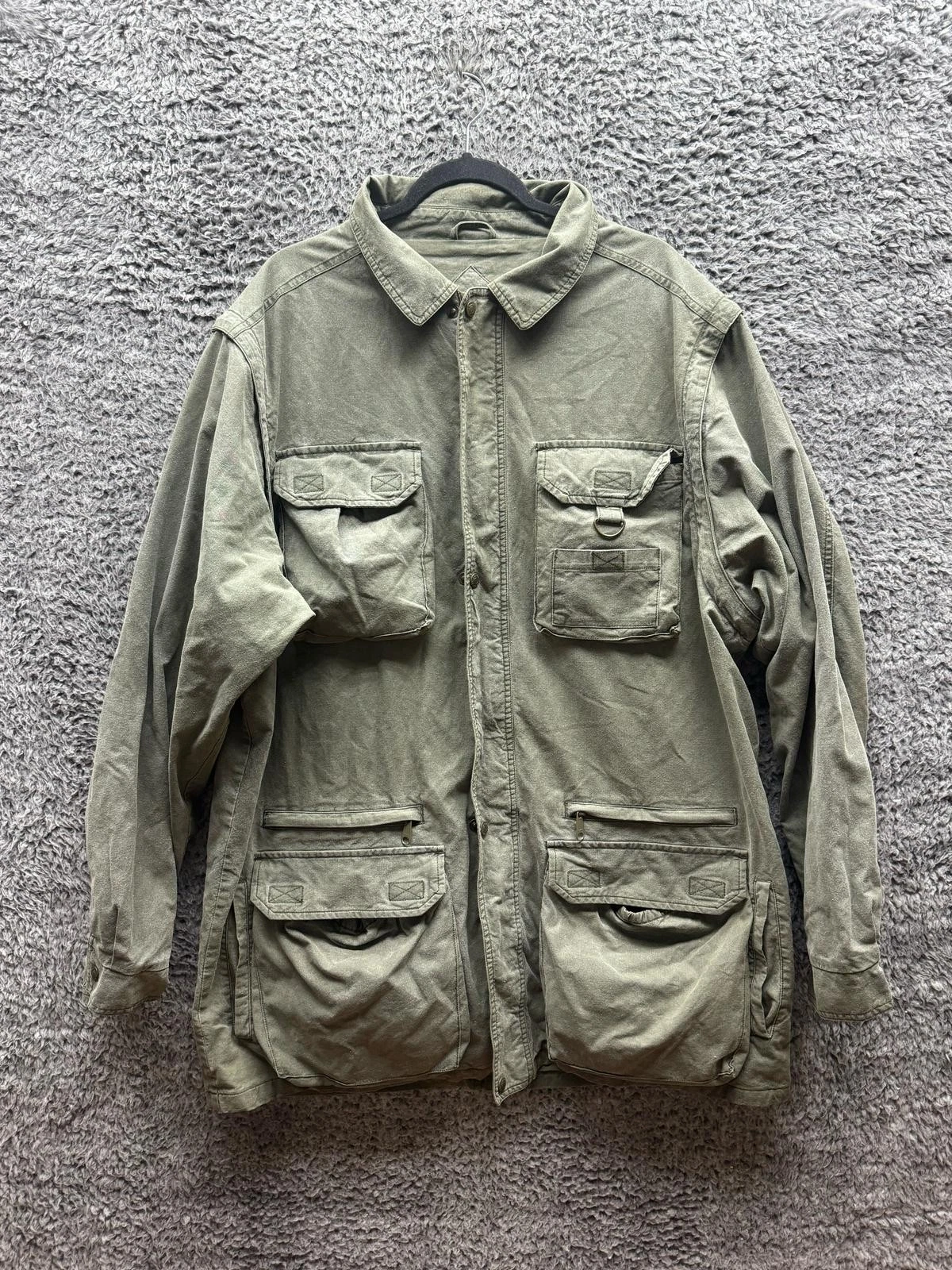 VETEMENTS Giacca da campo vintage Eddie Bauer cotone denim lavoro militare verde uomo taglia XL