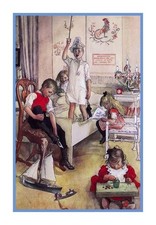 Swedish Carl Larsson Children Christmas Morning Counted Cross Stitch Pattern