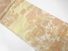 7676752: JAPANESE KIMONO / ANTIQUE FUKURO OBI / SILK / WOVEN SEIGAIHA
