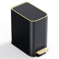 Small Bathroom Trash Can with Lid Soft Close, 5L / 1.3 Gallon Slim Garbage Ca...