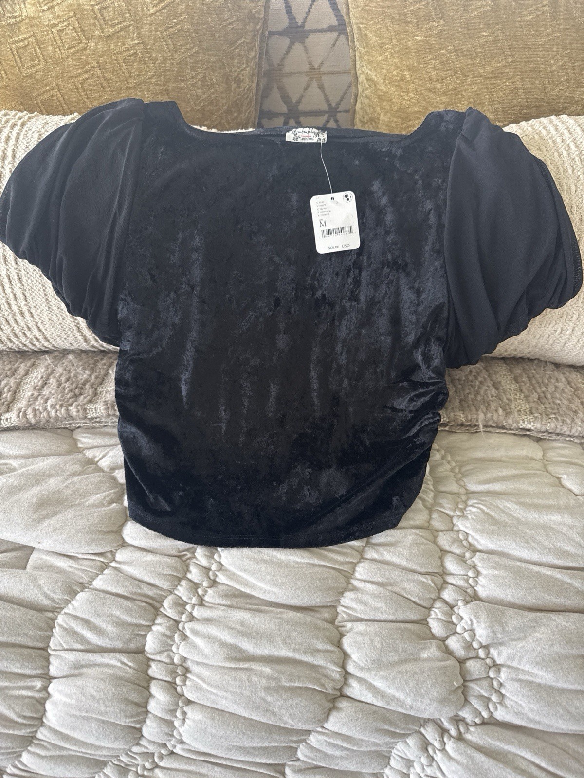 Free People Women's Size Medium Black Top New With Tags