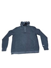 Armani Exchange Womens Knit Sweater W/ Hood Pockets 1/4 Zip Sz Medium Black