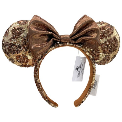 #ad Disney` Parks Minnie Mickey Ear Giraffe Print Sequin Animal Kingdom Headband NWT $17.31
