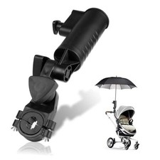   Universal Golf Push Cart Umbrella Holder - Adjustable 3-Wheel Clip Mounting