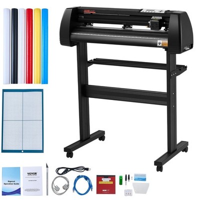 Vinyl Plotter Cutter: 28.3in Feed, 24.8in Cut, 31.5ips Speed, LCD Control