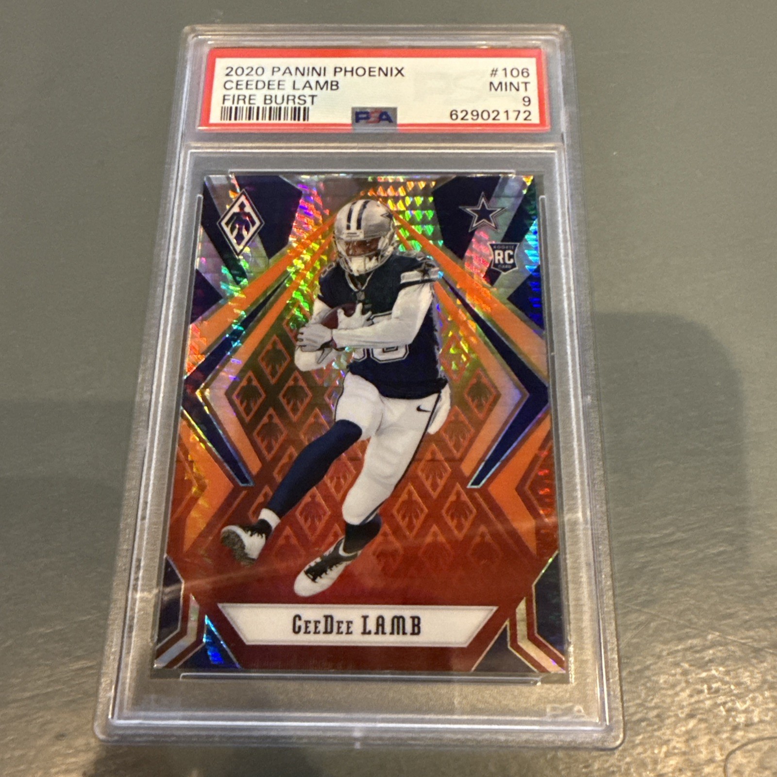 2020 Panini Phoenix #106 CEEDEE LAMB Fire Burst Cowboys Rookie RC - PSA 9 MINT