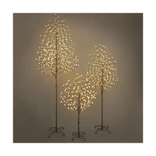 CAPHAUS Pre-lit Artificial Cherry Blossom Tree Set w/Bendable Branches & Fold...