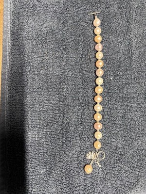 Süßwasserperlen Bettelarmband Elefant Schlüssel Sterlingsilber Knebelverschluss