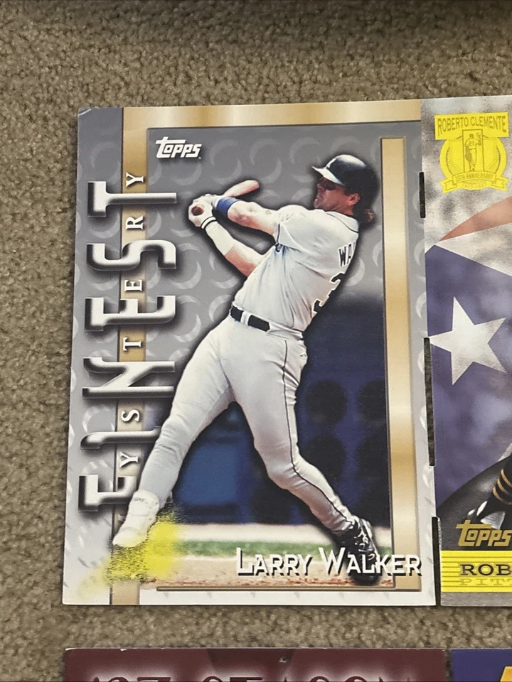 Carteles de tarjeta promocionales Topps 1997 Barry Bonds Roberto Clemente González Ripken Salón de la fama + Foto 4 de 4