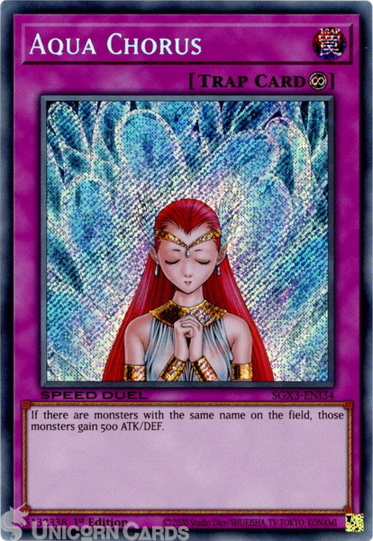 SGX3-ENI34 Aqua Chorus :: Secret Rare 1st Edition Mint YuGiOh Card