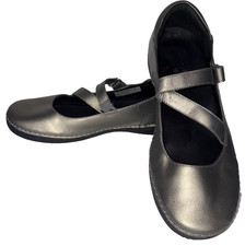 Vionic Orthaheel Women  s Judith Mary Jane  s Pewter Metallic Leather Shoes 10