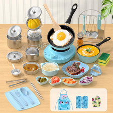 Kids Cooking Set Real for Ages 8-12, Real Mini Kitchen Tools with Stove Burner