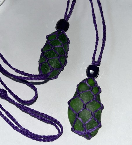 Seaglass & Amethyst Adjustable Braided Necklaces (2) Caribbean 1foru14buddy! - Picture 4 of 6