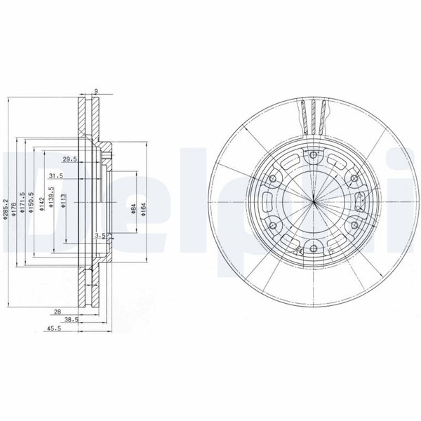2X Bremsscheibe Delphi BG3193 FüR Toyota Hiace 4 Bus RCH12 RCH22 RZH10 RZH103-image