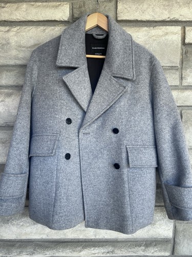 Club Monaco Wool Blend Mid Prescott Trench Coat Grey Small $400