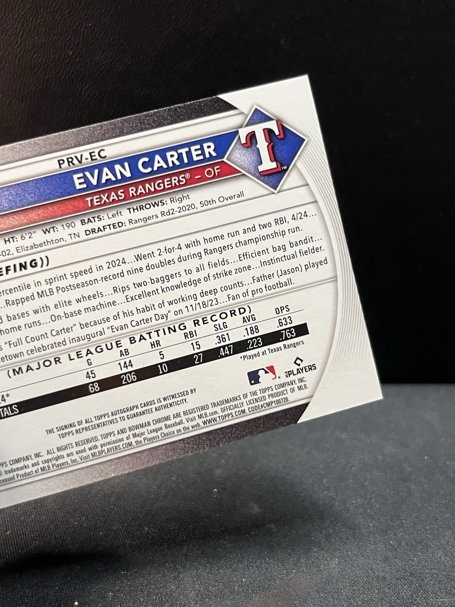 Evan Carter 直筆サイン エバンカーター　mlb auto さ*ん様 Evan Carter サイン入りカード 48/75 直筆 MLB - メルカリ