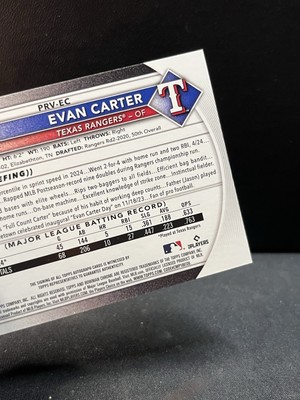 Evan Carter 直筆サイン エバンカーター　mlb auto Evan Carter 2023 Panini Immaculate Clearly Auto Autograph 25