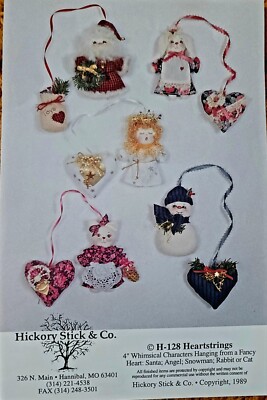 4'' Whimsical Santa, Angel, Snowman Cat Rabbit  Pattern By HICKORY Sticks & Co
