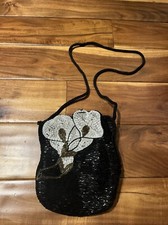 Girls/Women Beaded Purse Stylish Dressup Small Lady Bag Black/White