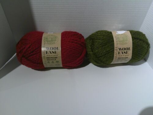 Lion Brand Yards/Wool Ease thick & quick/Olive & Burgundy