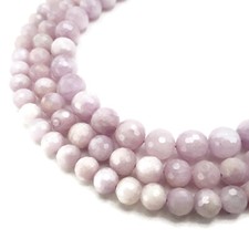 Natural Kunzite Faceted Round Beads 8mm 10mm 15.5" Strand