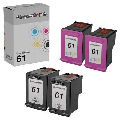 4pk Black & Color Printer Ink Cartridge for HP 61 61 Deskjet 1010
