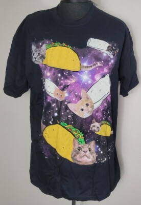 CHILL Taco and Burrito Space Cat Black Size Large NEW