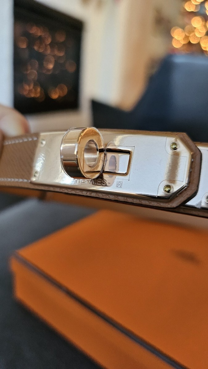 美しい【HERMES】blanc/gold & rose gold ベルト ケリー18 HERMES エルメス ベルト ケリーベルト 18 白 (ホワイト
