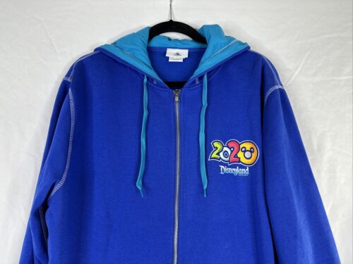 Disney Parks Full Zip Hoodie Sweater Mens Size L Blue Mickey Mouse Pluto New - Picture 3 of 17