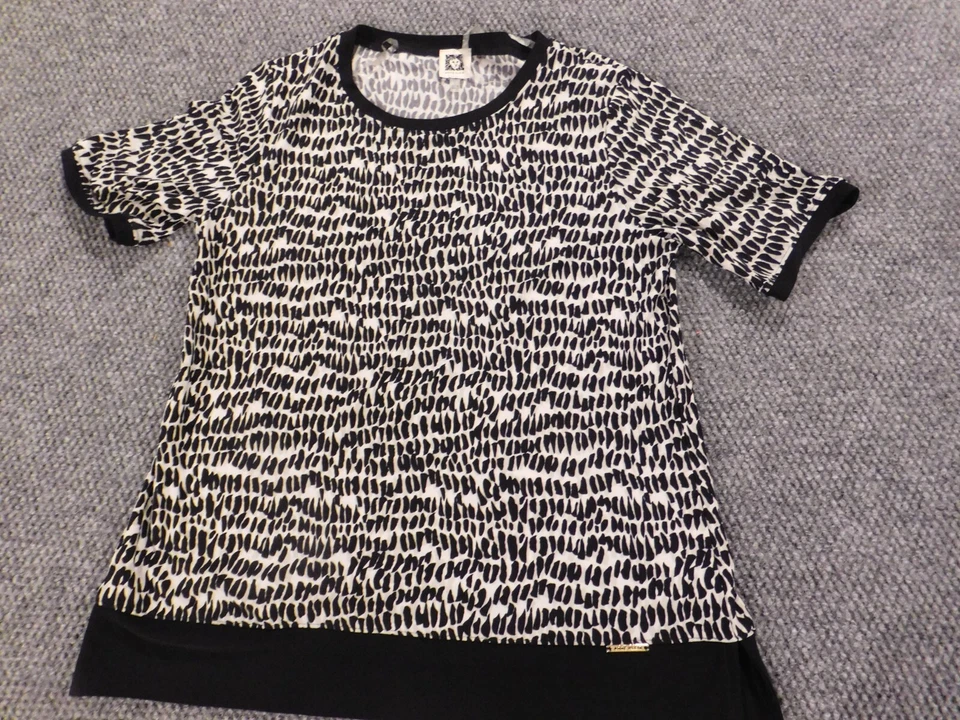 Camisa Anne Klein Mujer Pequeña Negra Elástica Pullover Foto 4 de 4