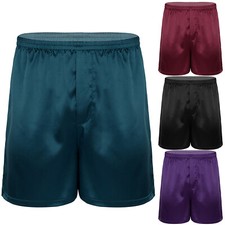 US Mens Pajama Shorts Silk Satin Boxer Shorts Underwear Nightwear Pyjamas Shorts