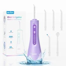 Cordless Dental Water Flosser USB Rechargeable Oral Irrigator with 5 Jet Tips 