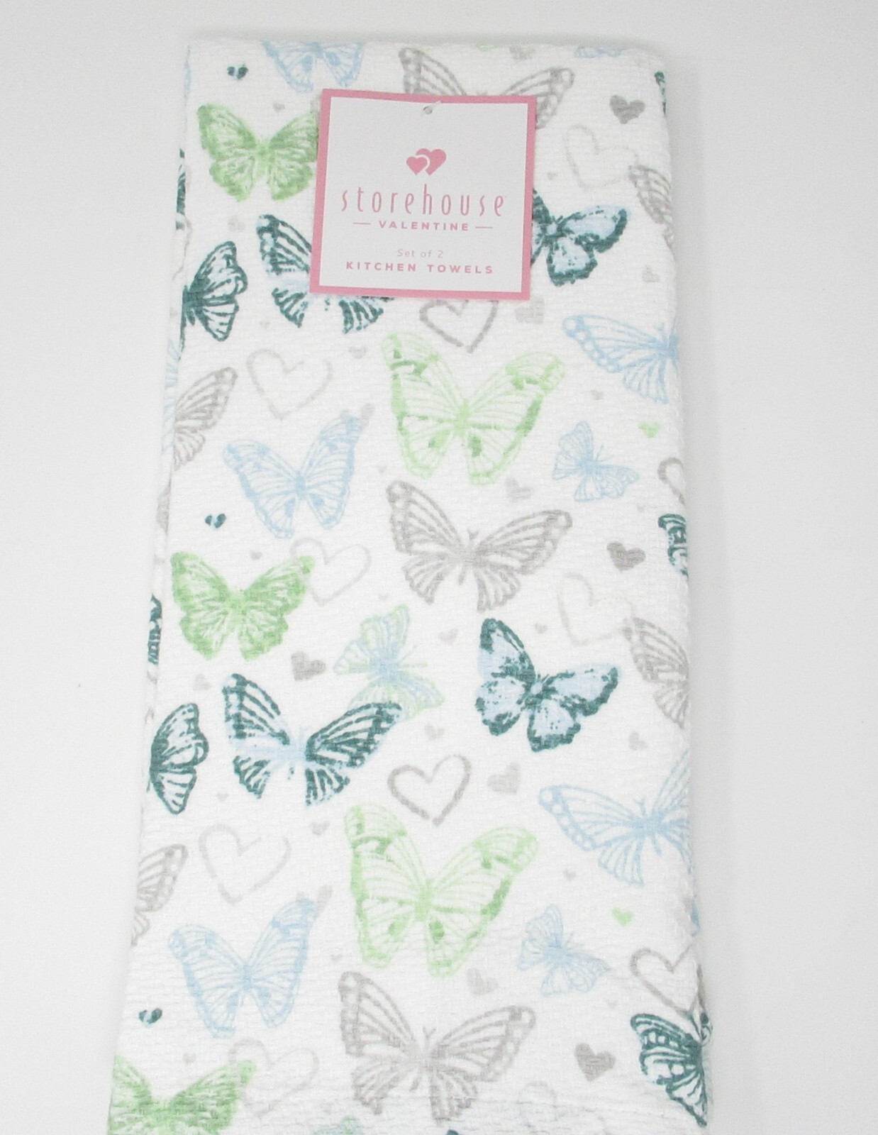 Kitchen Towels Set of 2 dish hand Multicolor Butterflies Hearts