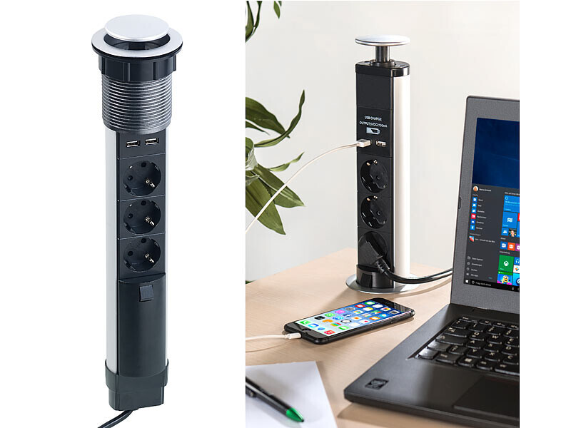 Multiprise encastrable bureau Revolt : finis les câbles emmêlés avec l'USB