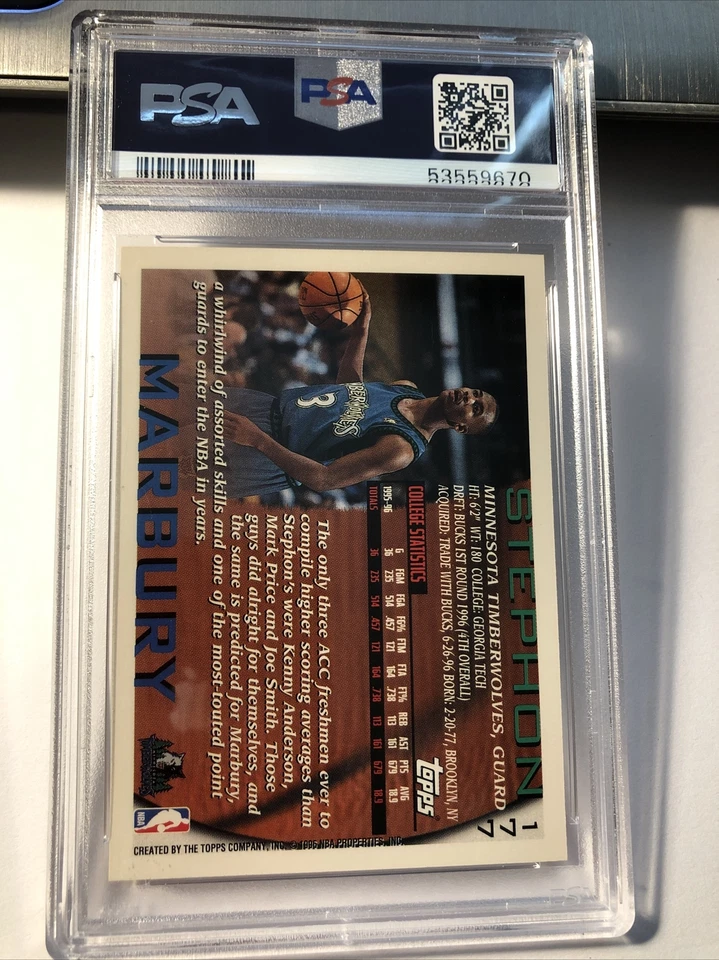 1997 1996 Kenner Starting Lineup Stephon Marbury #177 Rookie RC PSA 10 Gem Mint - Image 2 of 2