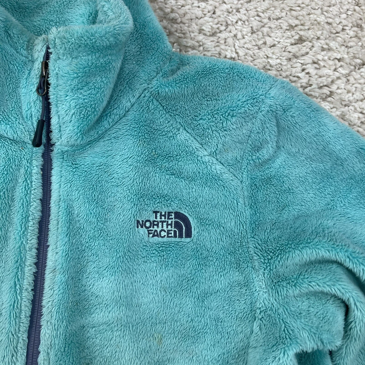 the north face small womens sweatshirt fuzzy zip up blue soft cozy