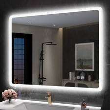 Sleek 28 36in LED Mirror Bathroom Wall Vanity Mirror Dimmable Tempered Glass