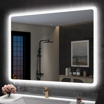 Sleek 28*36in LED Mirror Bathroom Wall Vanity Mirror Dimmable Tempered Glass