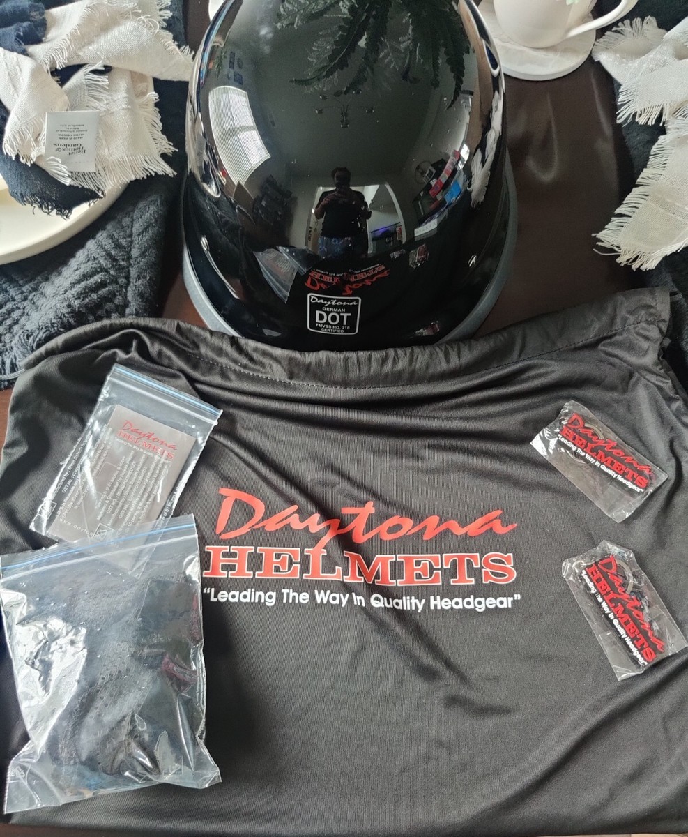 New Daytona Helmet Skull Cap GERMAN-HI-GLOSS BLACK Motorcycle