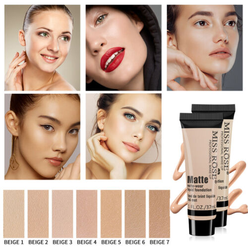 Face Liquid Foundation Concealer Primer Cream Matte Full Cover Base Makeup  - Picture 1 of 31
