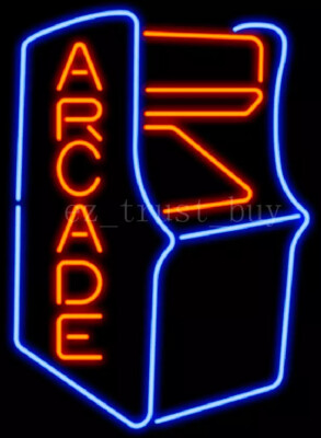 Game Room Video Arcade Machine 17''x14'' Neon Sign Light Lamp Bar Real Glass Club
