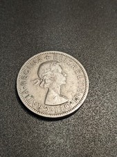 1955 Great Britain Florin Queen Elizabeth Two Shillings World Coin