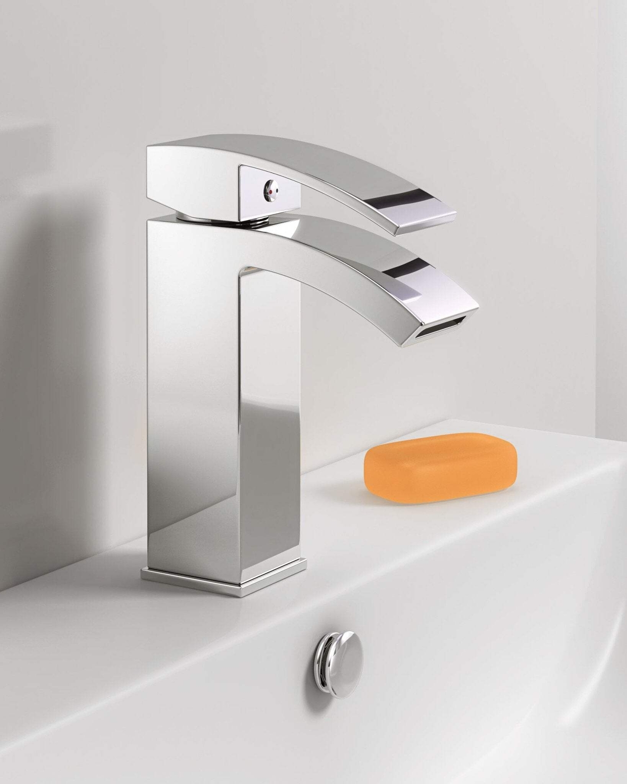 Enza Monobloc Basin Mixer Tap, Cloakroom Tap with Click Clack Waste