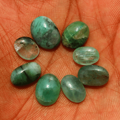 8 Pcs Natural Zambian Emerald Untreated 10mm-13mm Oval Cabochon Loose Gemstones - Picture 14 of 16