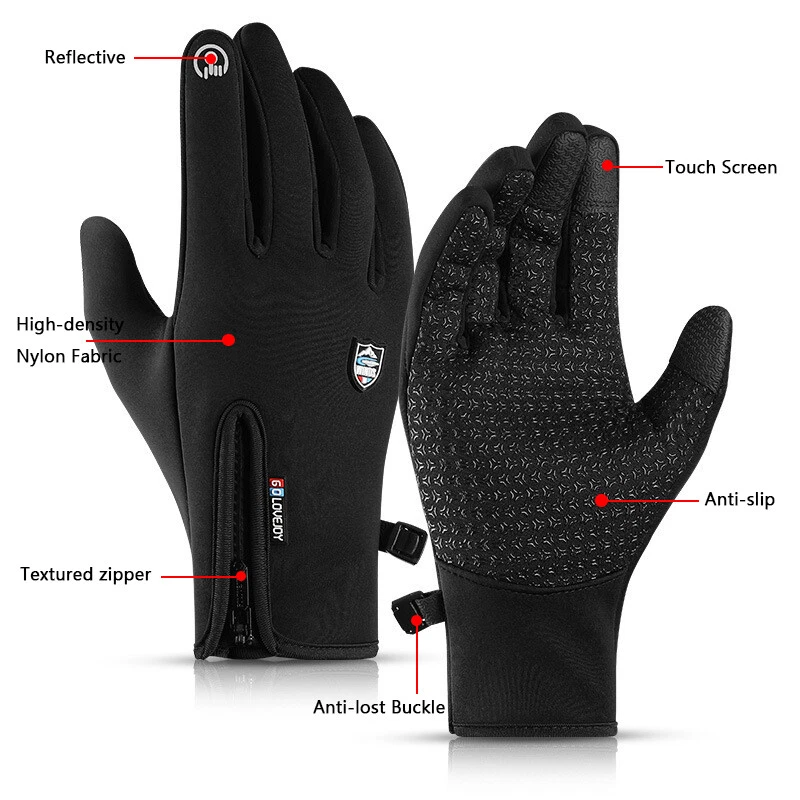 Guantes térmicos de ciclismo de invierno antideslizantes con pantalla táctil manoplas para bicicleta de montaña de carretera Foto 3 de 4