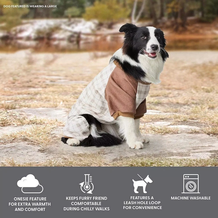 Пижамы для домашних животных Koolaburra UGG клетчатые флисовые собаки средней породы для чтения теплые уютные пижамы - Изображение 2 из 3