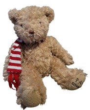 FAO Schwarz Teddy Bear Plush 2018 Anniversary Scarf 12" Soft Furry Cute Brown